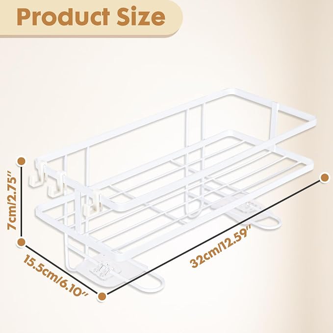 ShellKingdom Over the Toilet Storage Shelf, Toilet Paper Holder Stand Rack | Punch-Free Bathroom Storage Rack with 2 Hooks, Small Space Organizers for Bathroom, Home, White