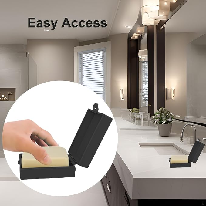 Square Soap Dishes Holder for Shower Travel Soap Container with Lid Lightweight Waterproof Soap Box for Dr. Squatch Men's Soap Bar for Traveling Toiletry Gym Bathroom (Black)