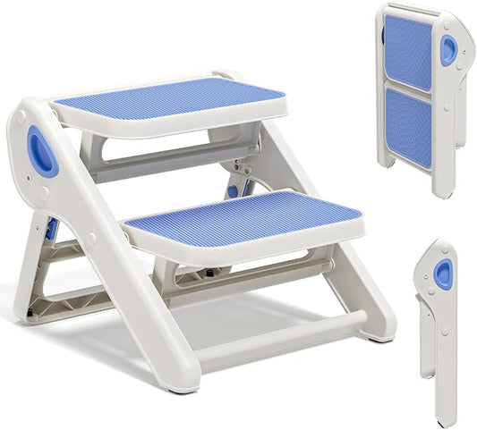 MoreFeel Foldable Toddler Step Stool for Bathroom Sink - 2-Step Kids Stool for Potty Training, Kitchen Counter & Bedroom, Sturdy Non-Slip Child Safety Stool Helper