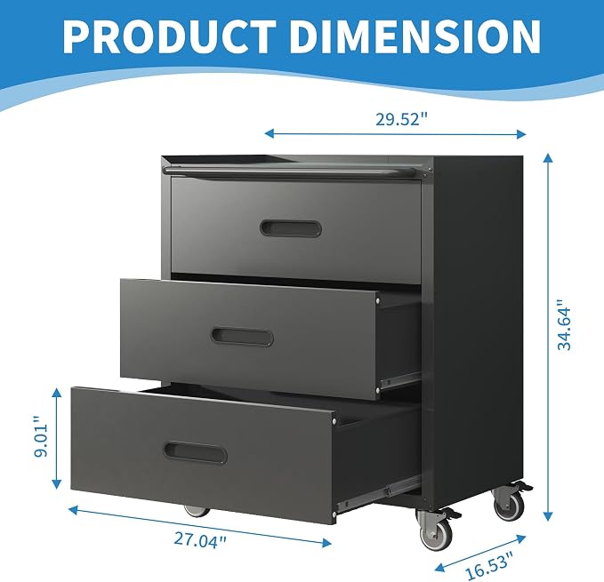 Garage Tool Cabinet Set,Heavy Duty Steel Rolling Tool Chest with Lockable Doors & Adjustable Shelves