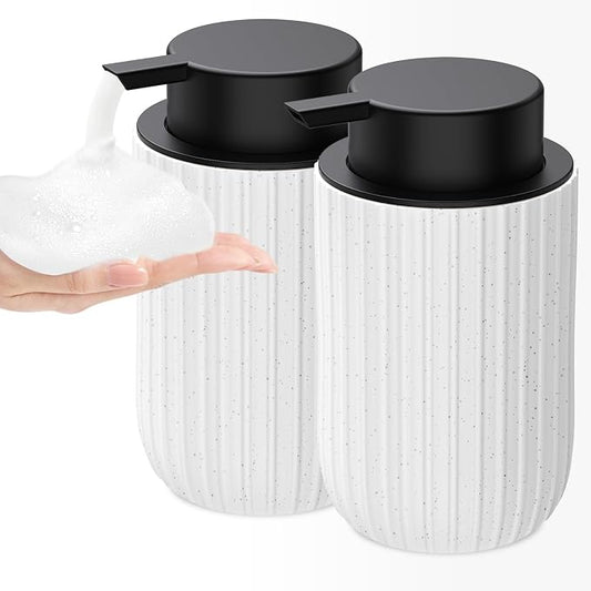 Ceramic Foaming Soap Dispenser, 12 oz Bathroom Foam Hand Soap Dispenser, Refillable Lotion Soap Dispenser with Removable Pump for Kitchen Hand Wash Dispenser, Modern Home Decor(2Pack-Speckled White)