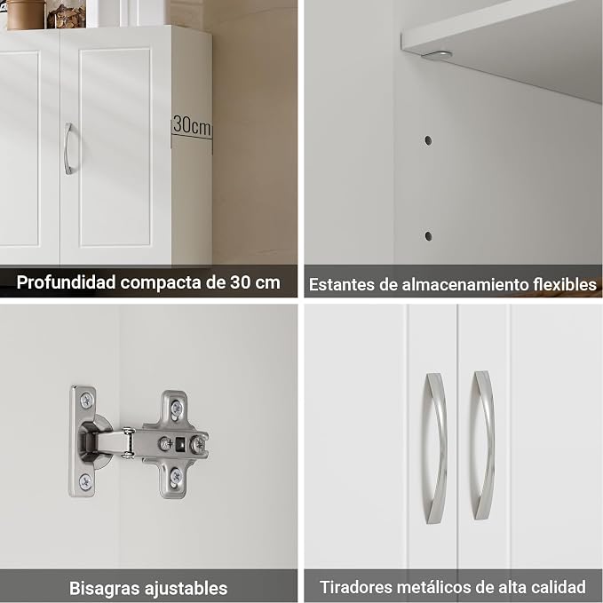 Haotian Wall Storage Cabinet, Large 3-Door, 23.6 x 11.8 x 35.4 in, White | Large 3-Door Floating Wall Storage Cabinet With Adjustable Shelf, Bathroom Cabinet For Hidden Sundry Storage, FRG231-L-W