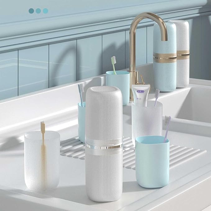 Toothbrush Travel Case Portable Travel Toothbrush Holder, Large Travel Toothbrush Cup for School, Camping, Business Trip, Bathroom, Cruise (White)
