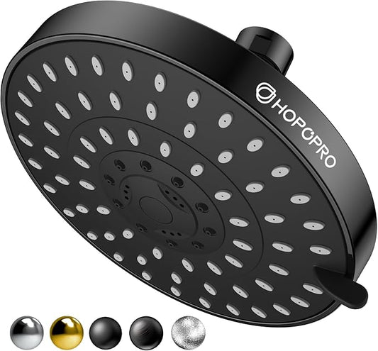 High Pressure Shower Head, HOPOPRO 5-Mode Fixed Showerhead, NBC Recommended | The Washington Post, NBC News, Today TV Show Recommended, Consumer Reports Tested High Flow Fixed Shower Head (6 Inch Black)