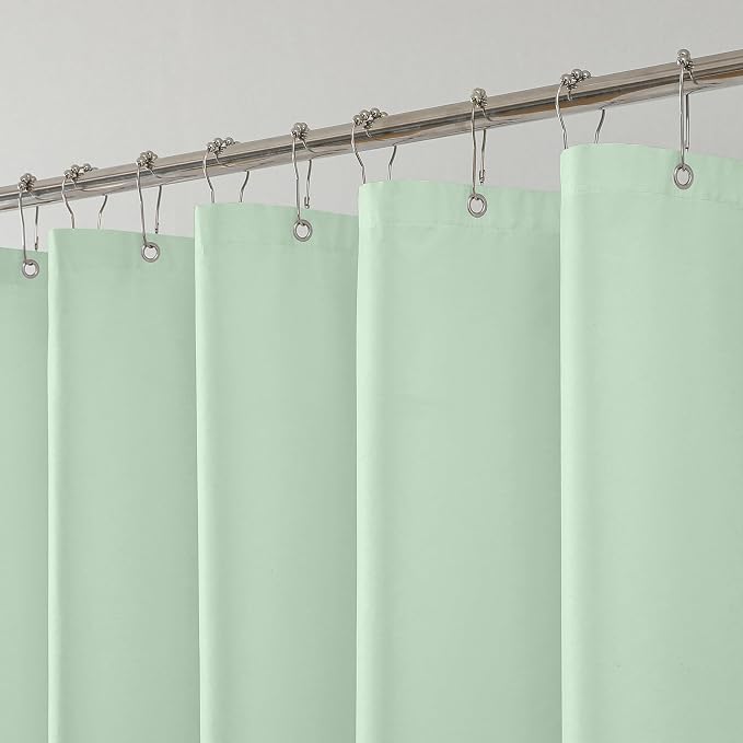 1 Pack Water-Repellent Fabric Shower Curtain Liner, 72x72 MintGreen | 100% polyester, 3 Magnets, Rustproof Grommets&Weighted Hem, quick-dry,machine washable, hotel quality for Standard bathroom