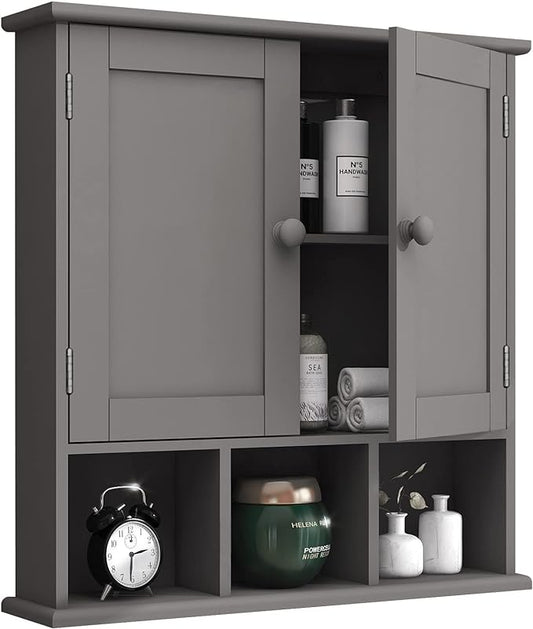 TaoHFE Grey Bathroom Cabinet,Bathroom Wall Cabinet with 2 Door | Adjustable Shelves,Over The Toilet Storage Cabinet,Bathroom Cabinet Wall Mounted,Medicine Cabinets for Laundry Room Kitchen