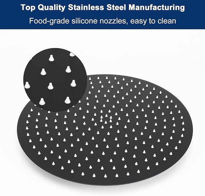 NearMoon Rain Shower Head, Ultra-Thin Design-Pressure Boosting, Awesome Some Experience, High Flow Stainless Steel Rainfall Head (16 Inch, Matte Black)