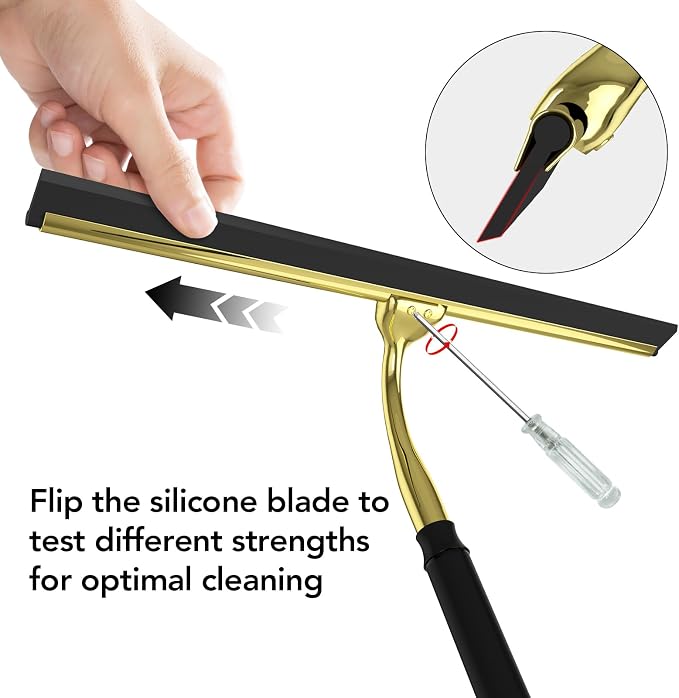 Shower Squeegee with Long Handle, Squeegee for Glass Doors | 15"-51" Telescopic Squeegee for Window Cleaning, Extendable Window Cleaner Tool for Tile Walls, Sliding Door, Car Windshield