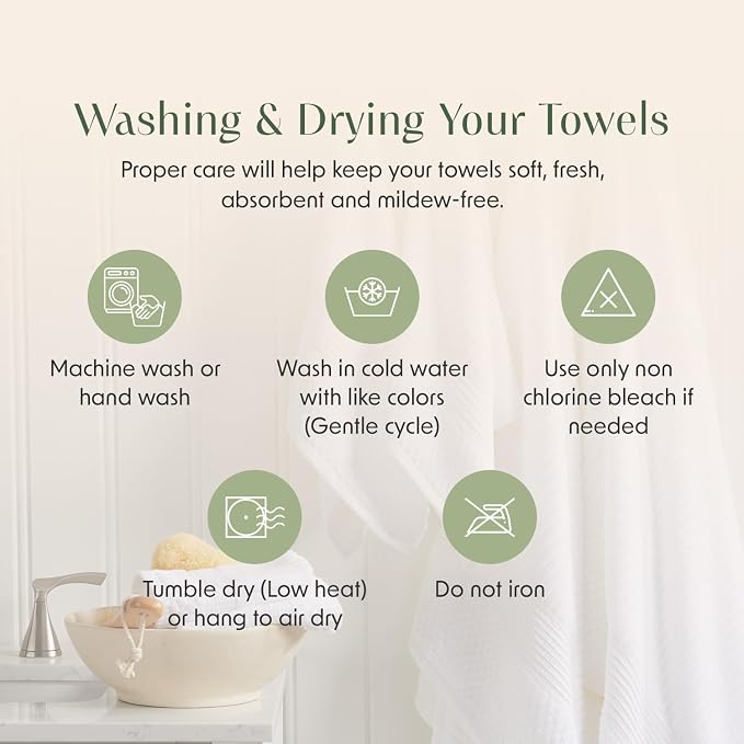 100% Cotton Bath Towel Set | 6-Piece Set | Textured | Ocean | Absorbent & Quick-Dry Bathroom Towels | Textured and Durable Cotton Towels for Bathroom | OEKO-TEX | Krista Collection