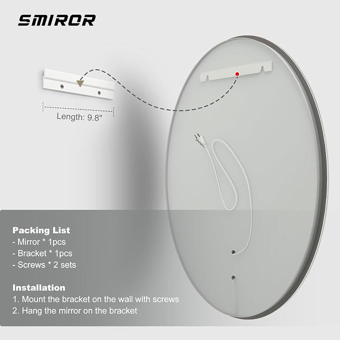 SMIROR 40 x 24 Oval LED Bathroom Mirror, Lighted Vanity Mirror for Wall, Anti-Fog, Shatter-Proof, Dimmable, Memory, 3 Colors (Front Lights + Backlit)