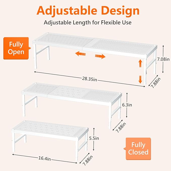 Kitchen cabinet organizer shelf,Spice Racks,Counter Shelf for Cabinets | Expandable adjustable stackable Heavy Duty Metal Pantry Storage Shelves Racks for kitchen,Small Cupboard Organizers
