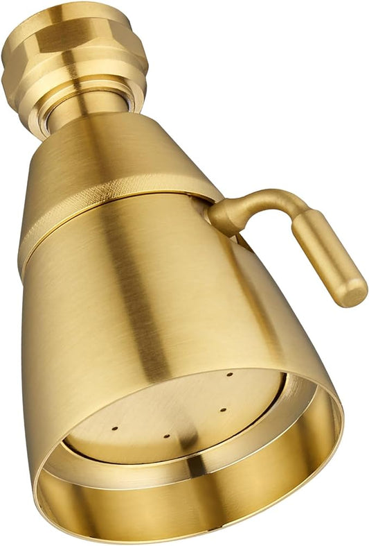 Angle Simple High Flow Shower Head Adjustable, G 1/2, Brushed Dark Gold | Brass, High Pressure Shower Sprayer for Outdoor, Adjustable Angle and Water Flow, No Flow Restrictor, Easy to Wash Clean