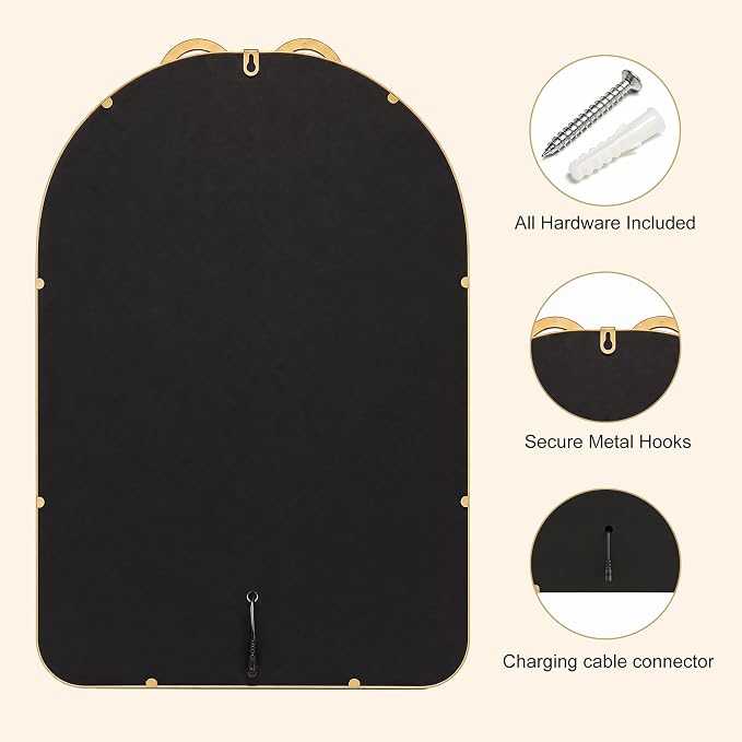 Vanity Mirror with Lights,LED Bathroom Mirror 31x20 Gold Bow Mirror | Mirror with Lights, LED Mirror, Bathroom Mirror with Lights, Lighted Mirror, Gold Bathroom Mirror,Vanity Mirror for Bathroom