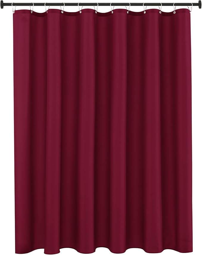 Biscaynebay Extra Long Fabric Shower Curtain Liners 72" Width by 84" Length, Burgundy Water Resistant Bathroom Curtains Rust Resistant Grommets Top Weighted Bottom Machine Washable
