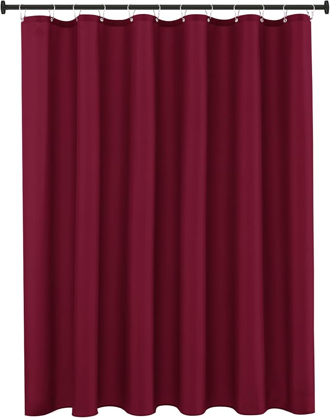 Biscaynebay Quality Fabric Shower Curtain Liners 72 Inch by 72 Inch, Burgundy Water Resistant Bathroom Curtains Rust Resistant Grommets & Weighted Bottom Hem Machine Washable