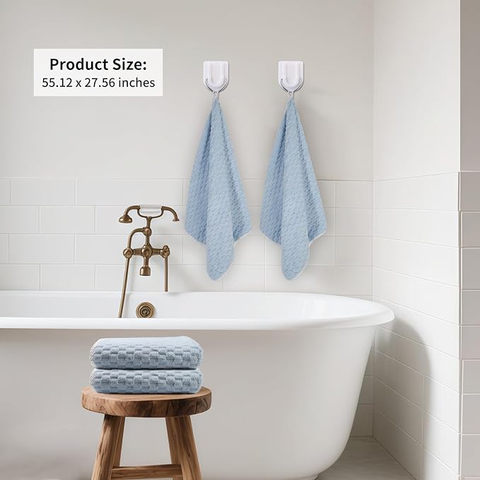 Bath Towel Large,55 x 27 Inches,Ultra Soft and Breathable Bathroom Towel, Lint-Free, Quick Dry,Skin-Friendly and Lightweight,Perfect for Bathroom, Shower, Gym and Beach (4, Blue)
