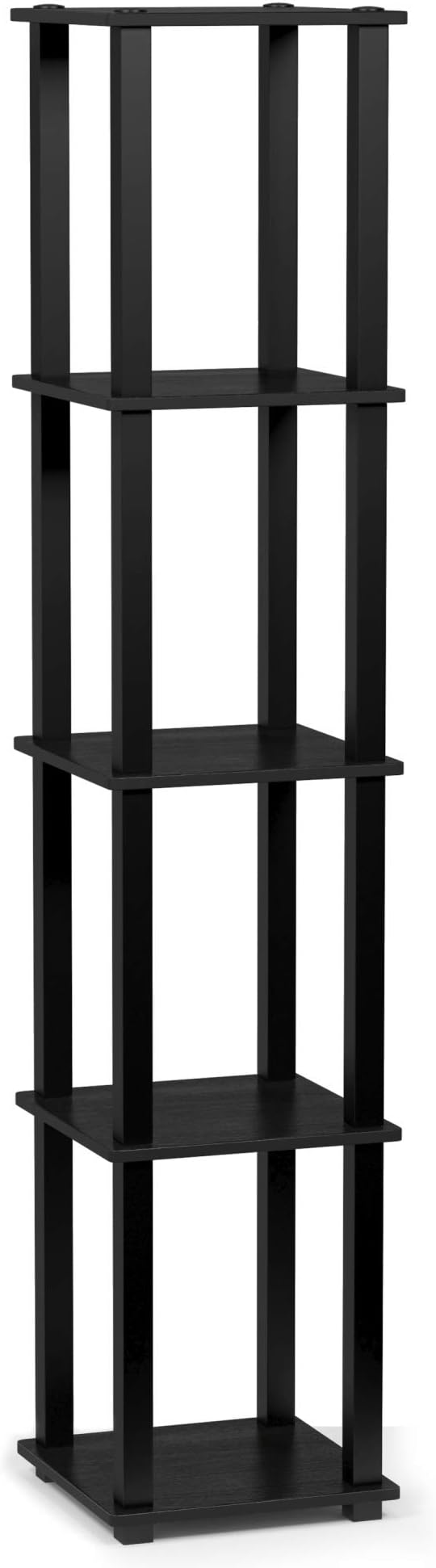 FURINNO Turn-S-Tube 5-Tier Corner Square Rack Display Shelf, Americano/Black | Open Frame, Corner Shelf, Free Standing Open Shelves, for Organization and Storage, Living Room, Garage, Home Office