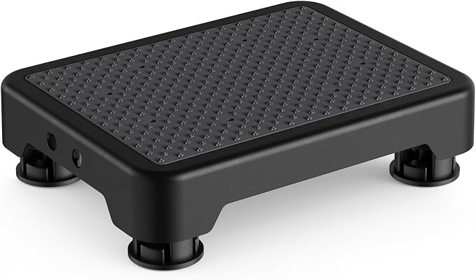 SOYO Mobility One Step Stool Platform for Adults & Elderly, Black-Black | Adjustable Small Step Riser for Seniors, Indoor Outdoor Non-Slip Standing Support Portable Low Step for Car, Bed, Bathroom