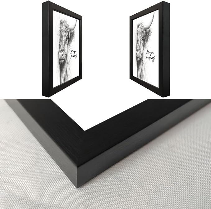 Gongyuanyihao Arts Funny Highland Cow Bathroom Wall Art with Black Frame, Are You Pooping Sign for Farmhouse Restroom Decor, Rustic Humorous Canvas Print Painting Ready to Hang 8"x10"