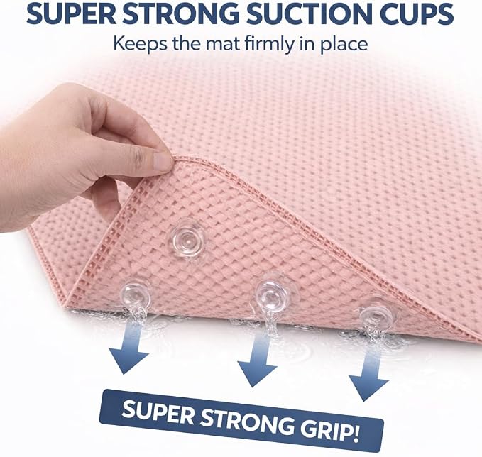 Bathtub Mat Non Slip, Bath Mat for Tub Non Slip, Tub Mat Extra Large 36 x 17 in, Bathtub Mat with Suction Cups & Drain Holes, Soft Foam, Machine Washable, Ivory