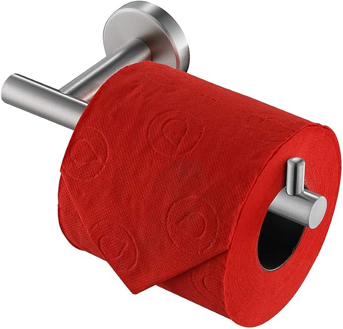 JQK Toilet Paper Holder, 5 Inch 304 Stainless Steel Thick 0.8mm Tissue Paper Dispenser for Bathroom, Hold Mega Rolls, Brushed Nickel Wall Mount, TPH100-BN