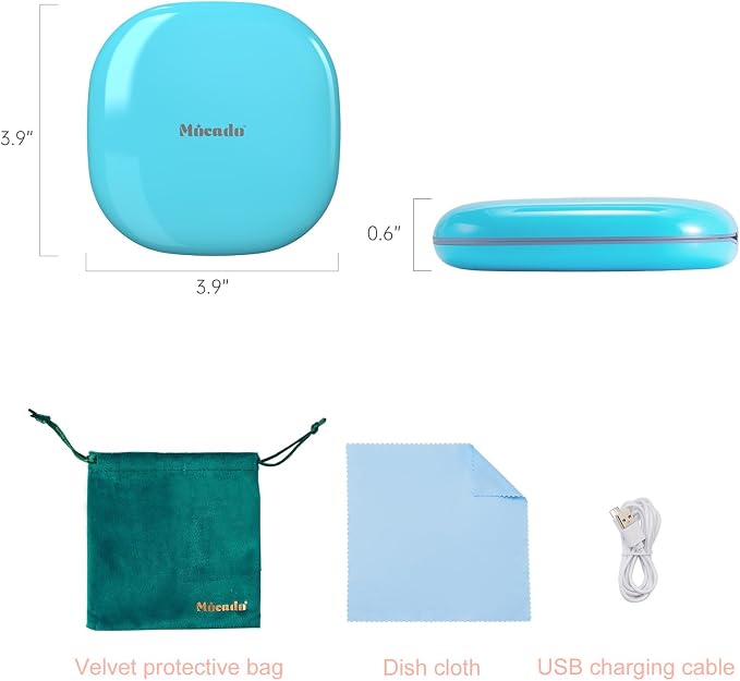 Mocado Compact Mirror with Light-4 Inches Compact 1x/10x Magnifying Mirror | Double Sides Lighted, 3 Colors Lighting, 0-100% Brightness, Diammable Touch, 1200mAh Rechargeable, For Pocket, Purse