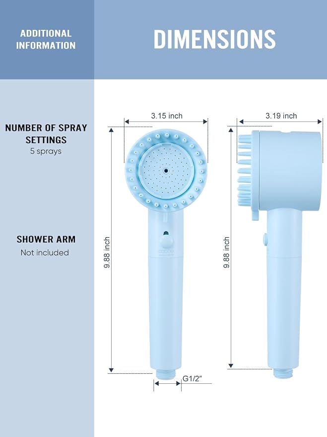 Filtered Shower Head with Handheld, Showerhead with Filters Blue | Cobbe Filtered Shower Head with Handheld Built-in Power Wash - Remove Chlorine - Reduces Dry Itchy Skin, Blue
