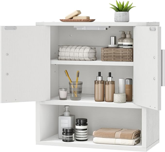 HOOBRO Bathroom Wall Cabinet, Medicine Cabinet, 15 x 16.1 Bathroom Wall Cabinet with Adjustable Shelf, Over The Toilet Wall Bathroom Storage Cabinet for Bathroom, Bedroom, White