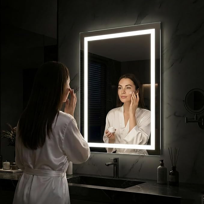 24"x 36" LED Bathroom Mirror with Lights, Backlit & Front Lit Vanity Mirror | Stepless Dimmable, Smart Anti-Fog, 3 Color, Memory Function, Tempered Glass, Shatterproof, ETL Listed Lighted Mirror for Wall