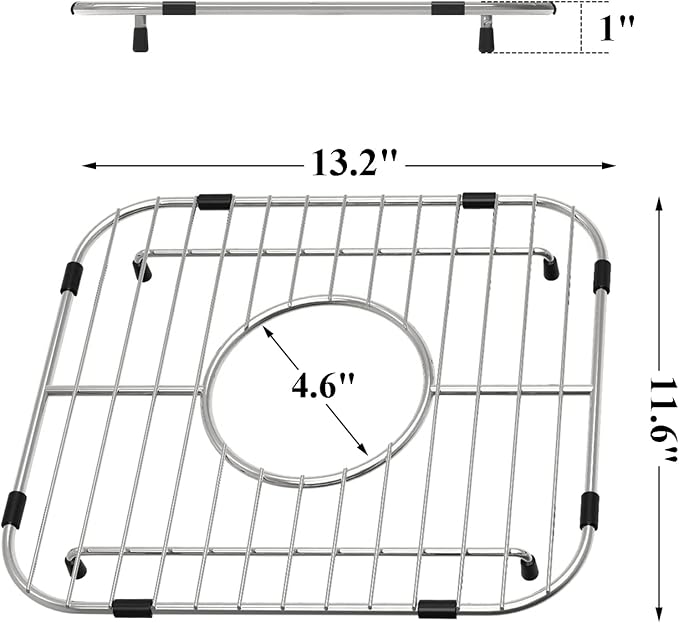 Orgneas Sink Protectors for Kitchen Sink Universal Double Bowl | 304 Premium Stainless Steel Sink Bottom Grid 13.2"x11.6", Kitchen Sink Protector Grid Sink Grate Rack Centered Drain, 2 Pcs