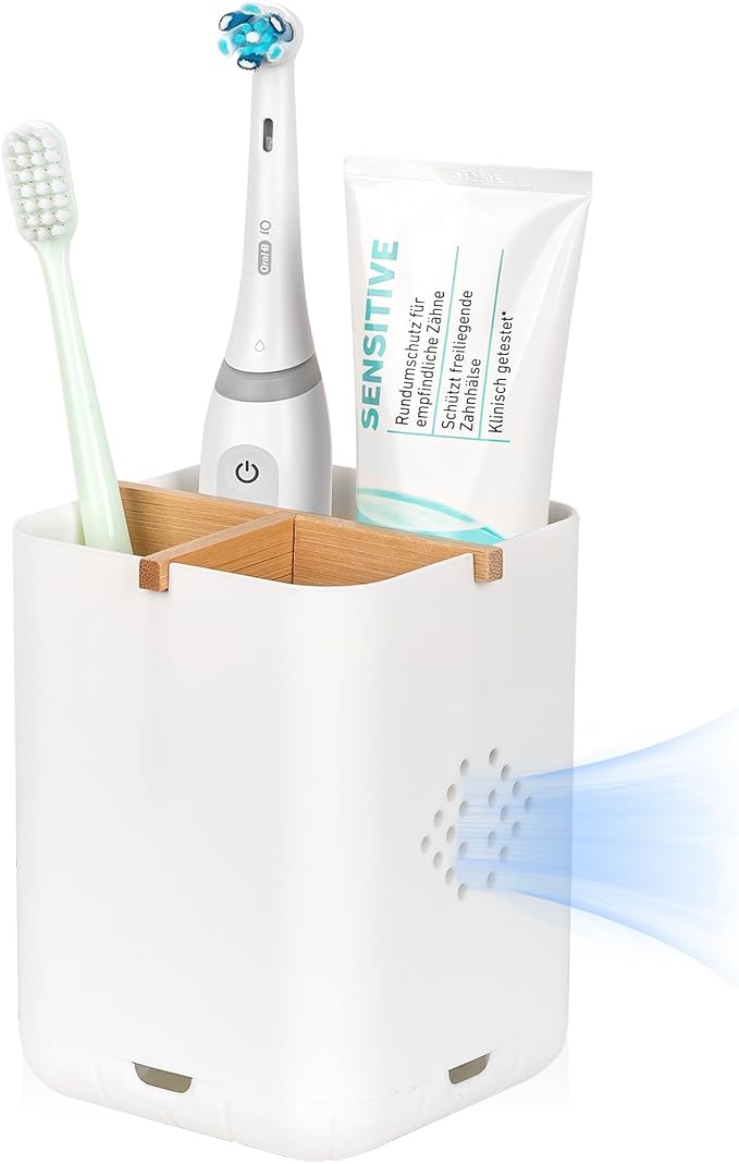 Toothbrush Holders for Bathrooms, Electric Toothbrush Holder, White | Toothbrush and Toothpaste Organizer for Bathroom Countertop, 3 Slot Vanity Storage