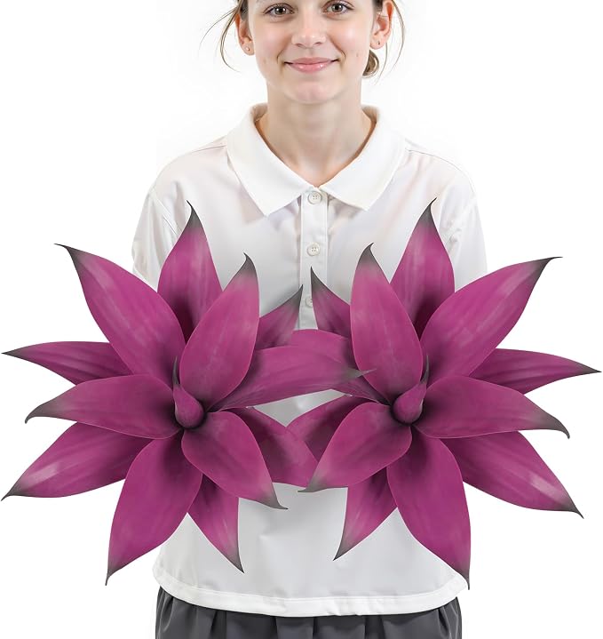Velener 14 Inch Artificial Agave Plants, UV Resistant Fake Outdoor Plants, Small Faux Plants for Indoor Decor(Purple)-2 Pack