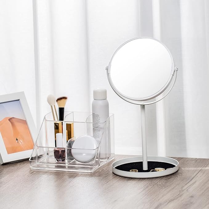 APLOP Makeup Organizer Tray, 6-Compartment Vanity Makeup Organizer for Jewelry, Hair Accessories, Bathroom Counter or Dresser