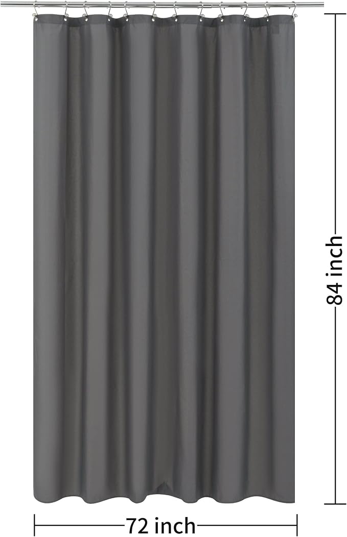 ALYVIA SPRING Extra Long Fabric Shower Curtain or Liner Dark Gray, 72x84 | 3 Magnets, Soft Cloth & Hotel Quality, Machine Washable, Light-Weight, Extra Long Size