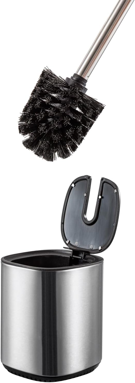 Toilet Brush and Holder Set Toilet Bowl Brush Stainless Steel Automatic Open lid Toilet Bowl Cleaner Brush with Durable Bristle Head Toilet Cleaning Brush for Bathroom