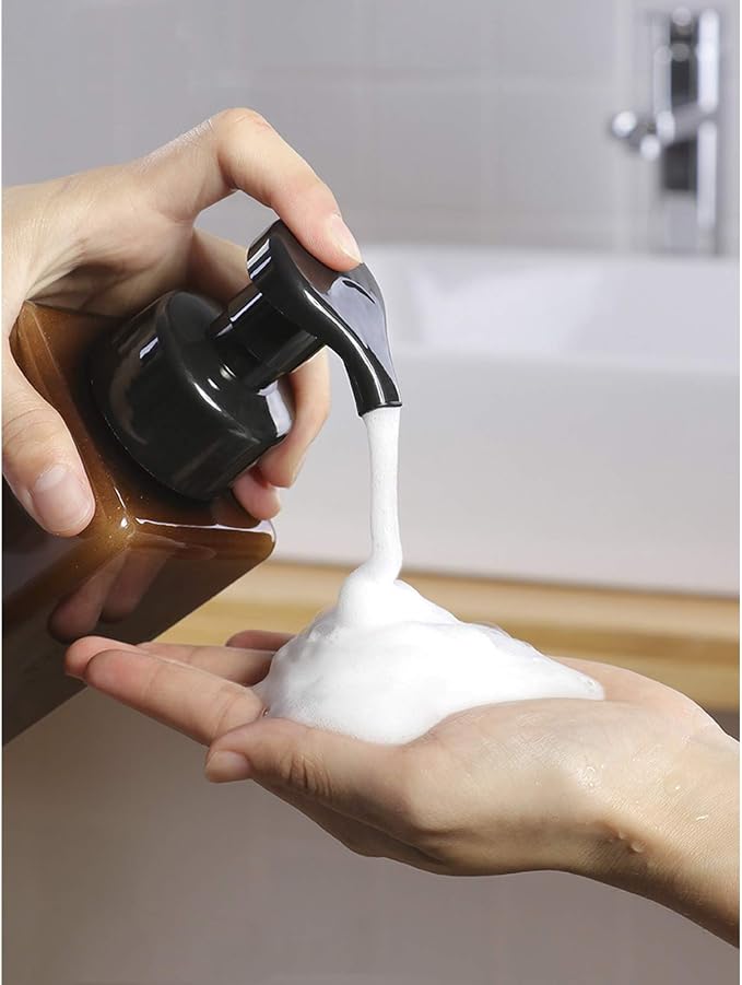 Foaming Soap Dispenser, 22oz Plastic Refillable Pump Bottle, 2 Pack, Amber | Hand Dispenser for Liquid Soap, Shampoo & Body Wash – Saves Soap with Rich Foam, Reusable, Easy to Refill, BPA-Free