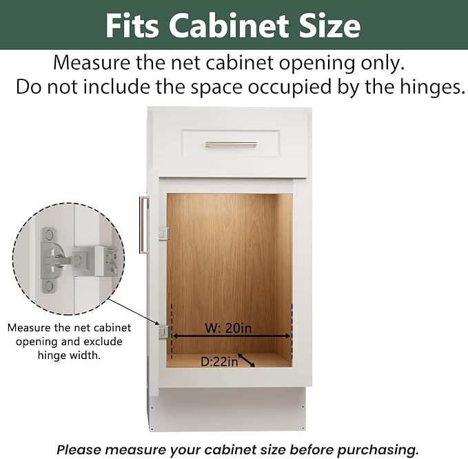 LOVMOR 2 Tier Individual Pull Out Cabinet Organizer 20" W x 21" D, Slide Out Kitchen Cabinet Storage Sliding Shelves