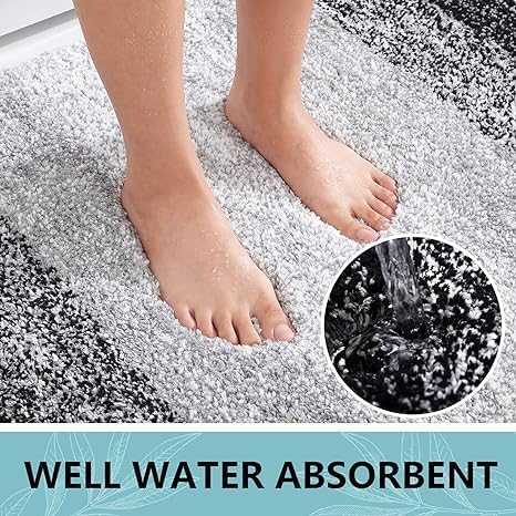 Arotive Microfiber Bathroom Rugs, Shaggy Soft Absorbent Bath Rug, 59x17 | Black, Rubber Backing Thick Plush Machine Washable Dry Bath Mats for Bathroom, Tub and Shower, Rectangular