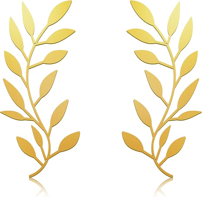 Zhengmy 2 Pcs Metal Leaf Wall Art Vine Branch Decor,Gold
