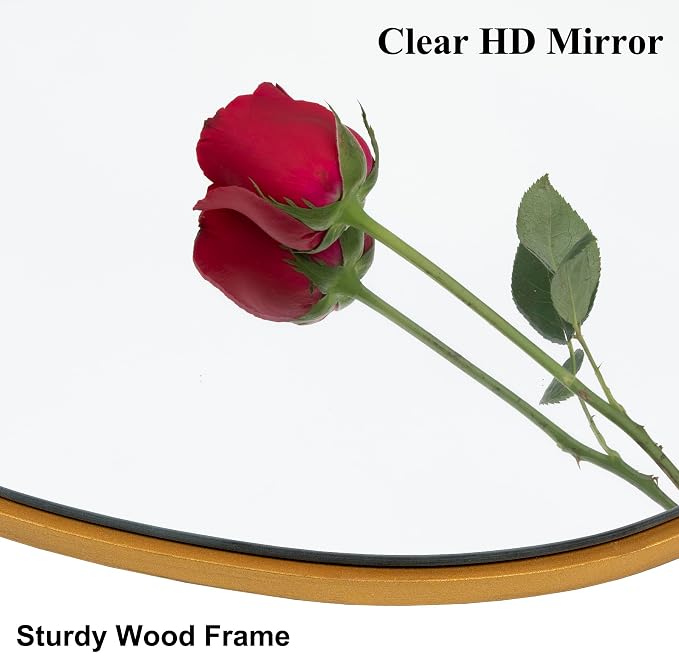 Ruomeng Irregular Wall Mirror Asymmetrical Mirror, Gold Mirror Tempered Glass for Bathroom Living Room Bedroom Entryway, Modern Decorative Wall Decor, Shatterproof, 28" x 20"