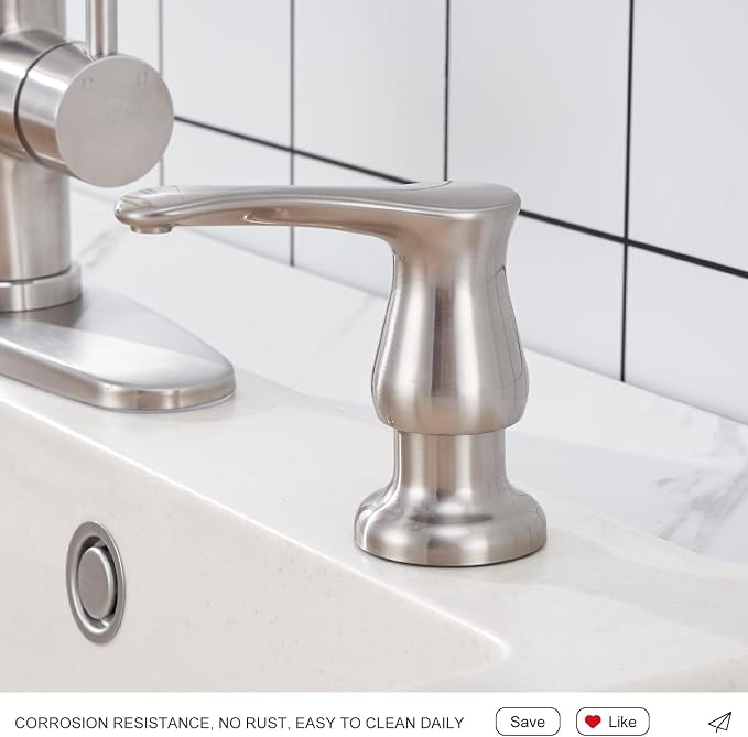 Kitchen Sink Soap Dispenser Brushed Nickel, G0086BN-G | Under Sink Soap Dispenser with 40" Silicone Extension Tube, Say Goodbye to Frequent Refills