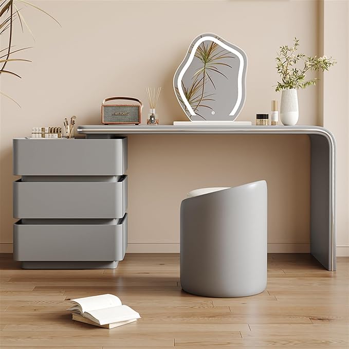 Vanity Desk with 3 Drawers, Modern & Simple Set, Including Led Makeup Mirror and Chair, Perfect for Women, Girls Dressing Table