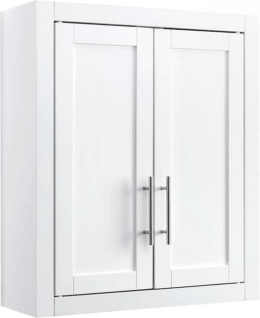 Crosley Furniture Savannah Wall Mounted Bathroom Storage Medicine Cabinet with Shelves, Snow