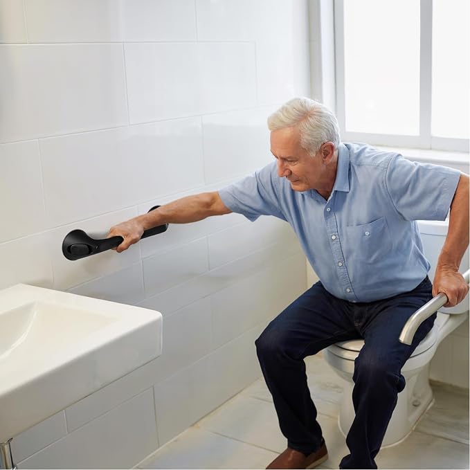 2 Pack 16 Inch Grab Bars for Bathtubs and Showers for Seniors, Heavy Duty Shower Handle for Elderly, Suction Cup Removable Handrails Handicap Bath Grip Bathroom Upgrade Safety Grips (Black)