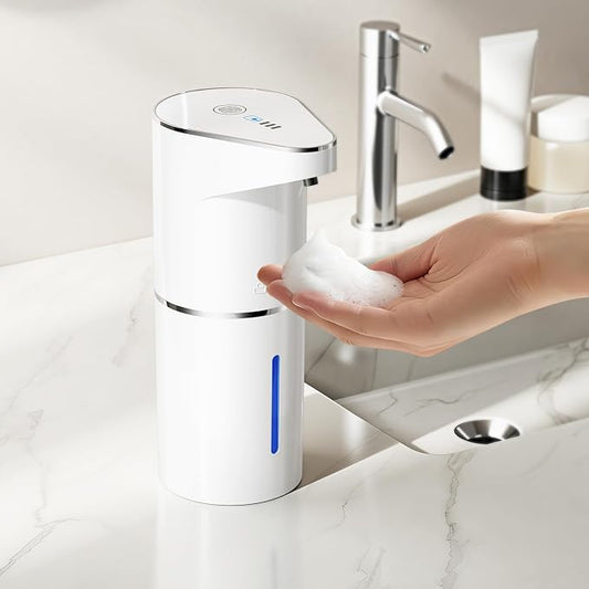 Fantictas Automatic Foam Soap Dispenser, 3 Levels for Kitchen and Bath | For Foaming Soap, 0.25s Foam Output, Type-C Charging, 90-day use, Wall Mountable, IPX5 Waterproof, 350ML, White Foam