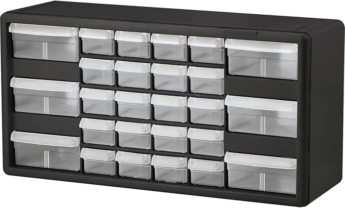 Akro-Mils 26-Drawer Plastic Storage Cabinet, 20"W x 6"D x 10"H, Black