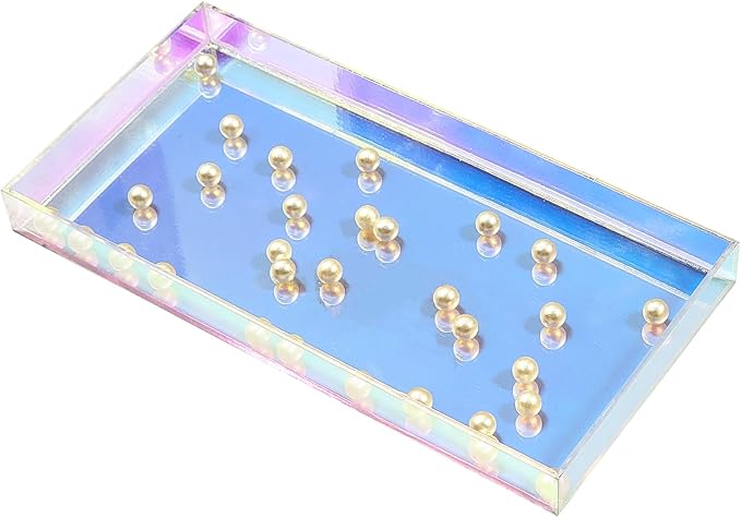 ROYALITA Acrylic Tray for Countertop, Guest Towel Holder Tray for Bathroom | Vanity Trays for Napkin Perfume Jewelry Makeup, Bathroom Tray for Soap Dispenser, Aromatherapy, Cup & Candle, Iridescent