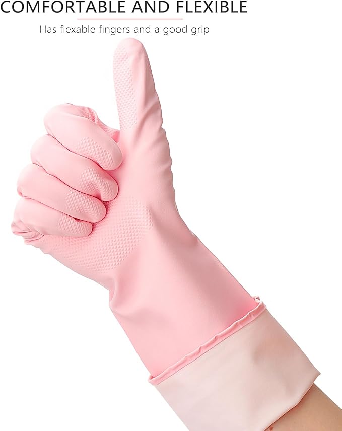 Latex Free Nitrile Cleaning Gloves, Medium, 3 Pairs | 12 Mil Thick, Reusable Gloves with Non-Slip Grip, Waterproof for Dishwashing, Kitchen, Bathroom & Household Cleaning