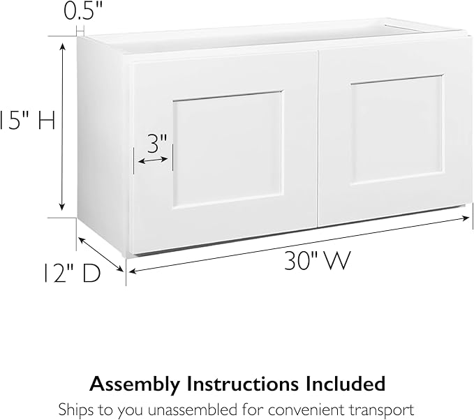 Design House Brookings Kitchen Bridge Wall Cabinet, 30", White | Wall Mount, Contemporary/Modern, Wood, Kitchen, 561639