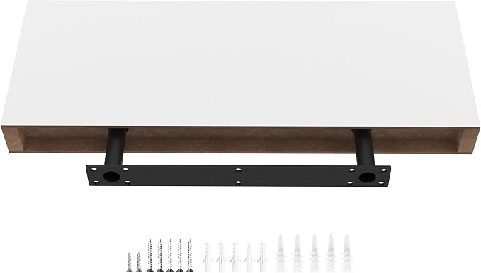 Ballucci Floating Shelf, 36" Hanging Shelf with Invisible Brackets, Wooden Floating Shelves for Walls, Book Shelf, Wall Shelves for Home Office, Bathroom, Living Room, 6 inch Deep, White